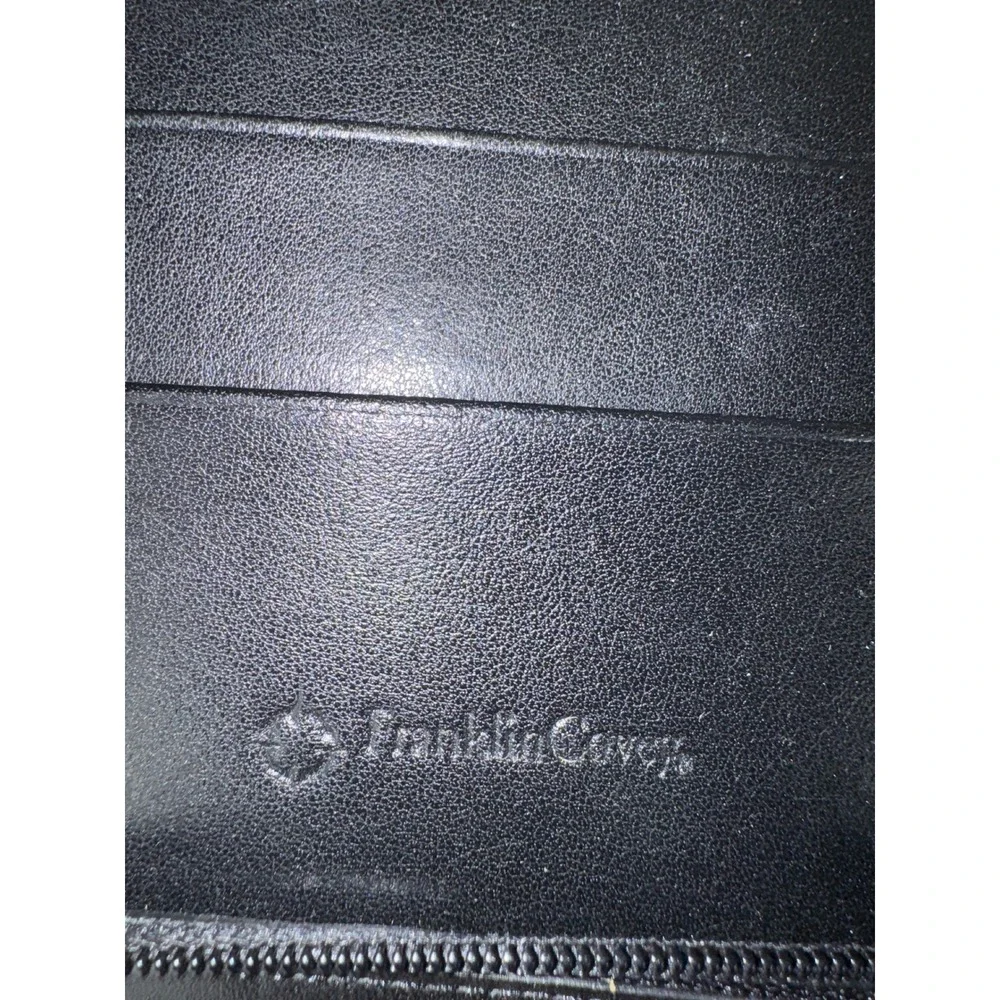 Franklin Covey Black Leather 7 Ring Zippered Planner Organizer Professional